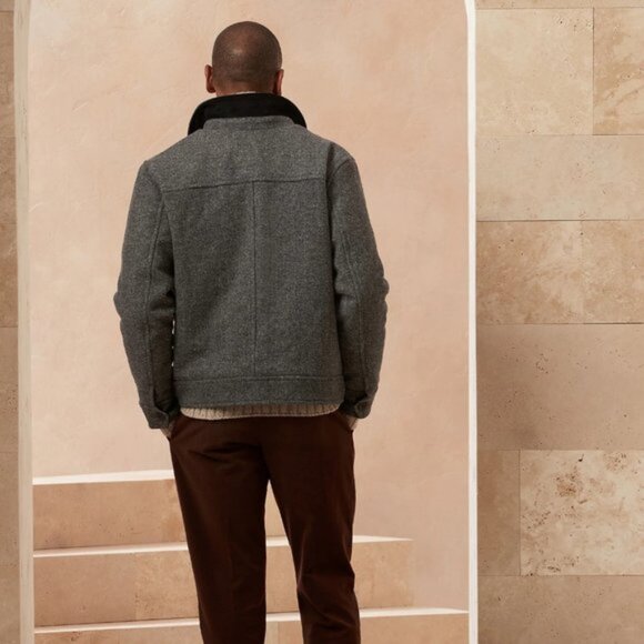 Banana Republic Wool Blend Short Jacket size L Heather Gray - Picture 3 of 6